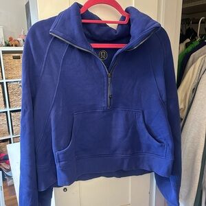 Blue Lululemon scuba quarter zip cropped